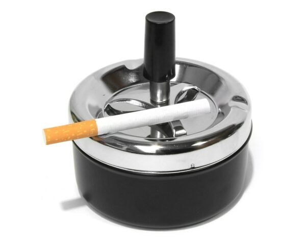 Smoke-King | Spinner Ashtray Chrome & Black | 9cm